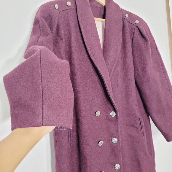 Balimel Vintage Plum Double Breasted Coquette Jacket Wool Blend Lined Elegance - Picture 3 of 15